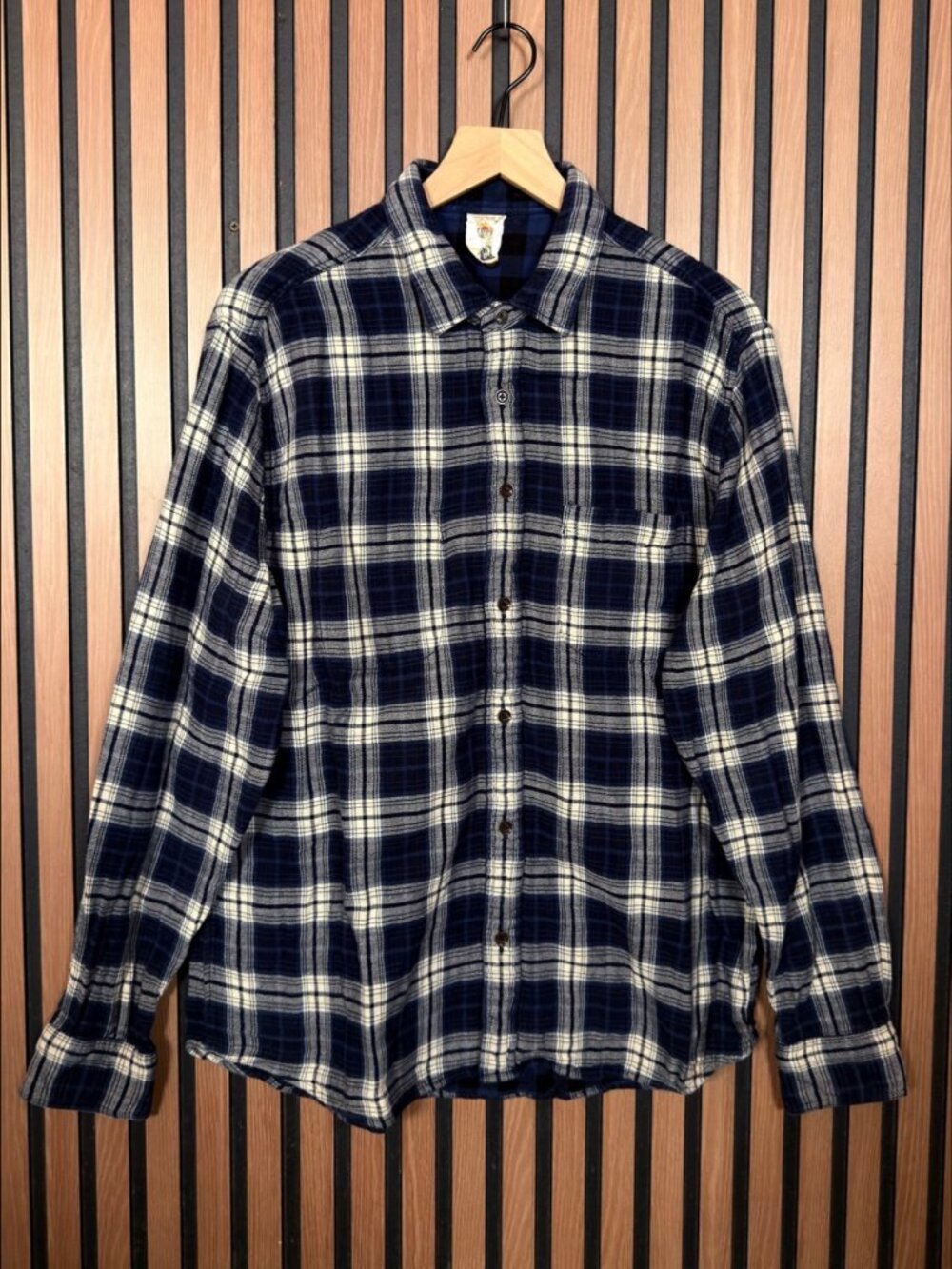 Faherty Sweater Shirt Large Mens Blue Long Sleeve Flannel Soft Knit Button Up